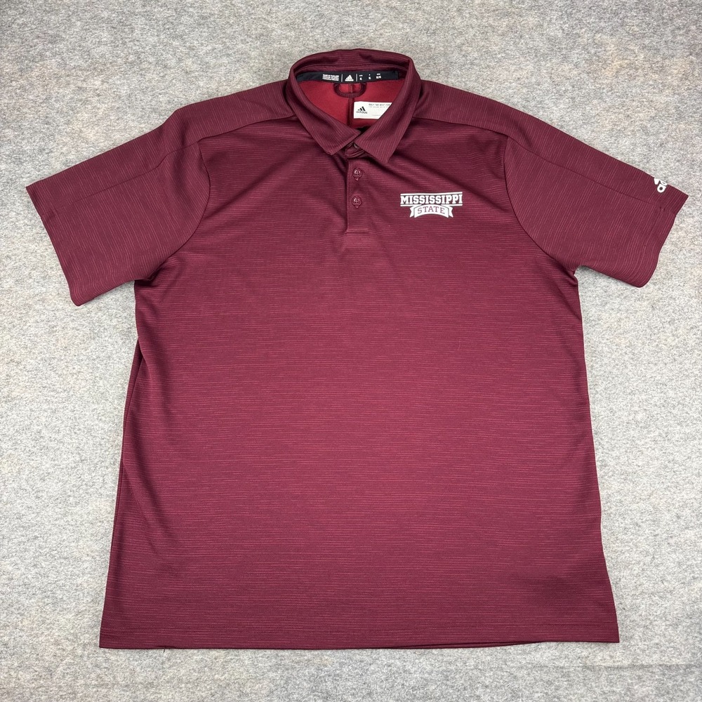Adidas Mississippi State Bulldogs Polo Shirt Polyester Mens XL